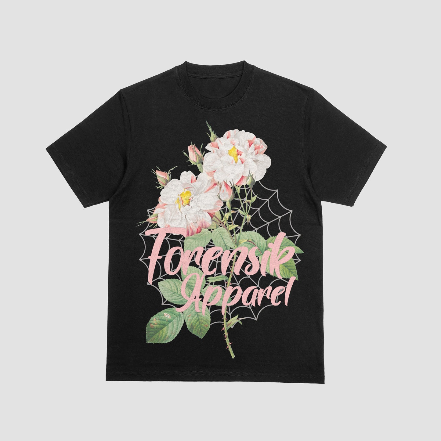 Black Forensik Web Flower T Shirt