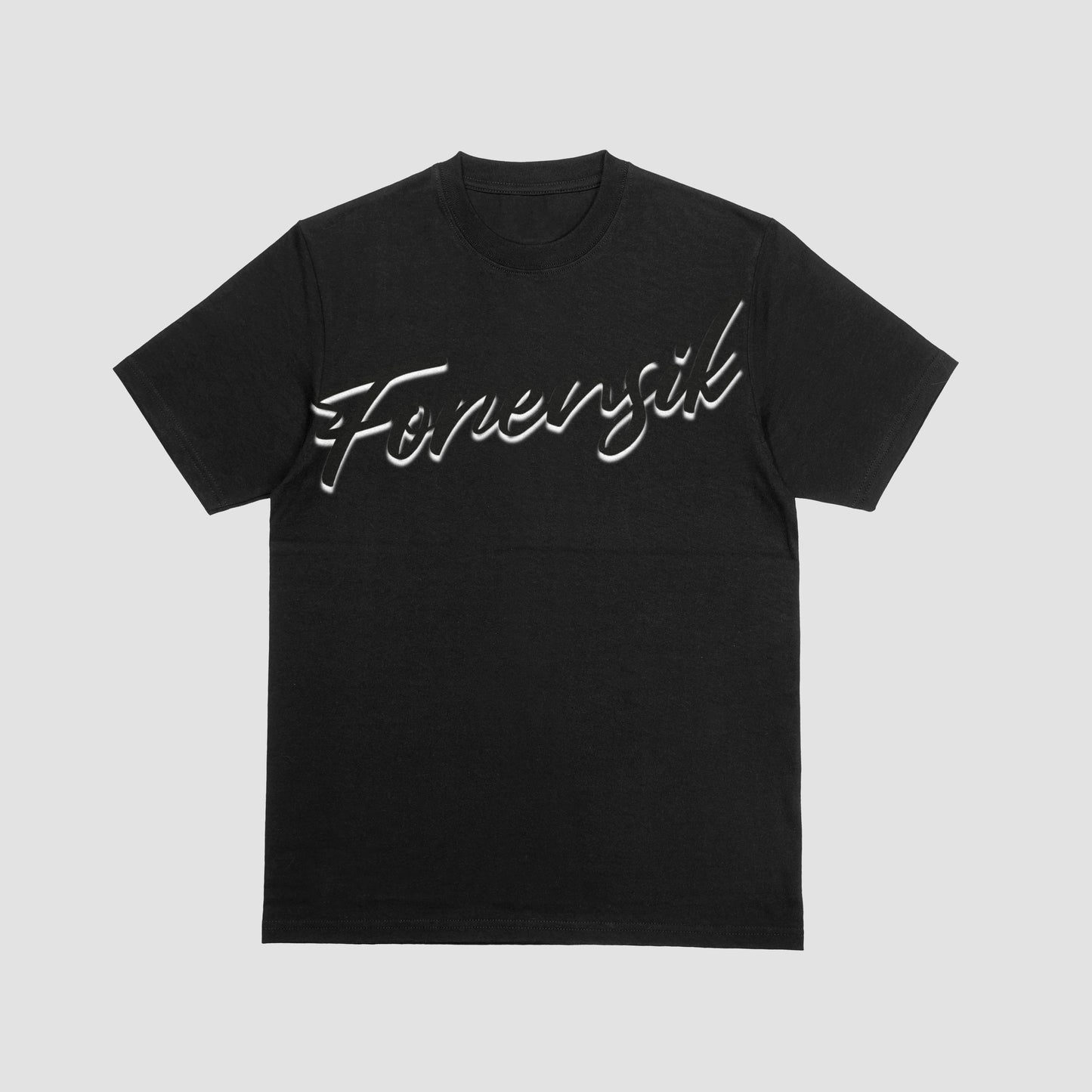 Black Forensik T Shirt With Black And Grey Letters