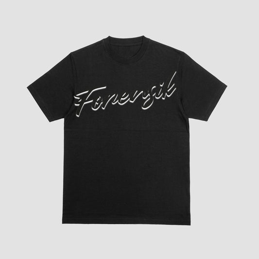 Black Forensik T Shirt With Black And Grey Letters